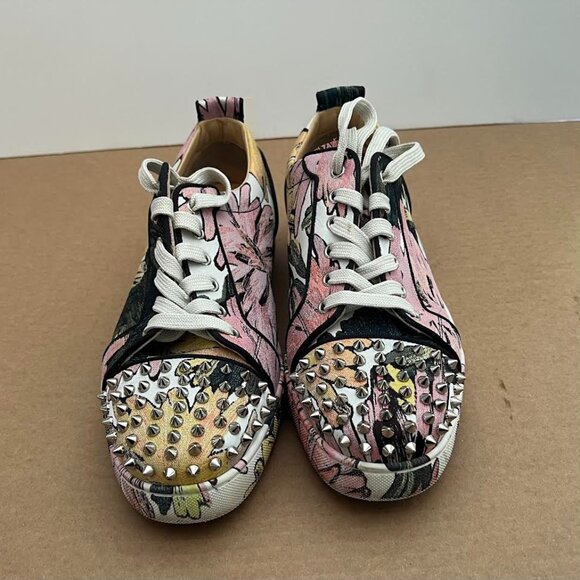 Christian Louboutin Multicolor Floral Fabric Fun Louis Junior Spike Sneakers - Picture 2 of 16